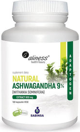 Indisk ginseng naturlig Ashwagandha 9% Withania Somnifera ekstrakt 600mg 100 kapsler ALINESS